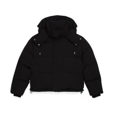 AMI Paris FW22 Unisex Black Short Puffer Jacket with Hood UJK401276-100