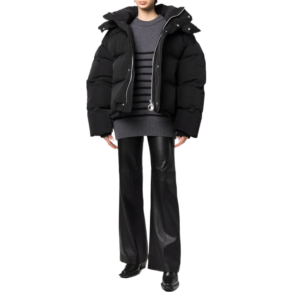 Shop AMI Paris FW22 中性款黑色連帽短版羽絨外套 UJK401276-100