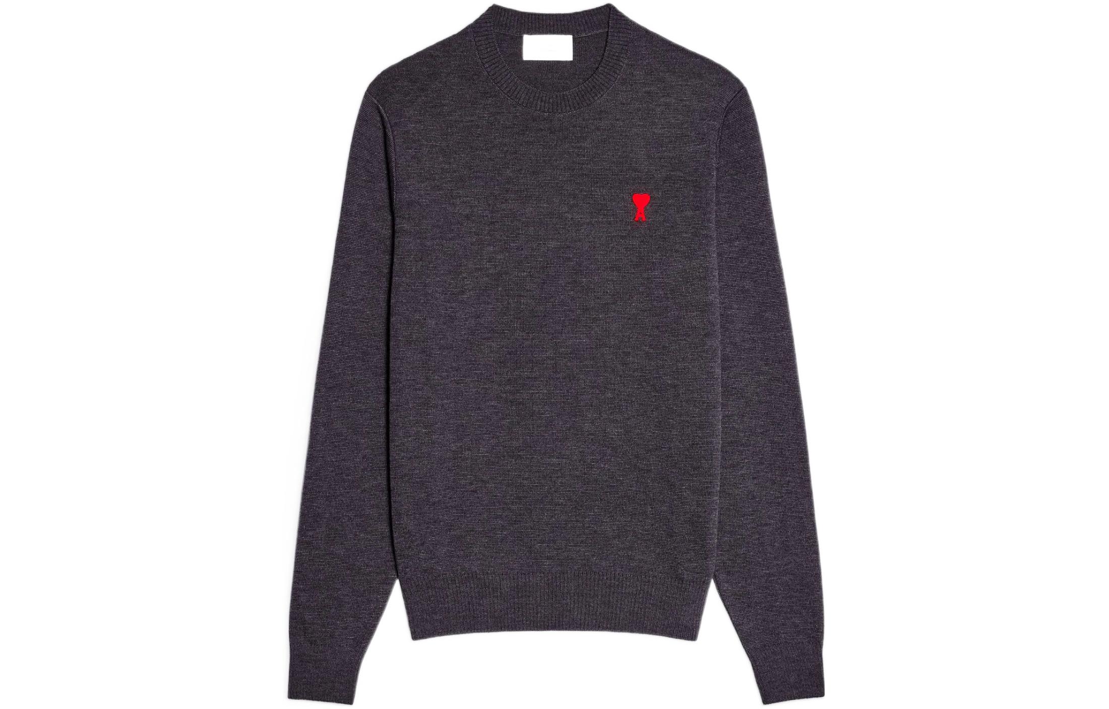 AMI Paris FW22 Unisex Grey Crewneck Sweater with Logo Embroidery. HKS001001-055 圖 2