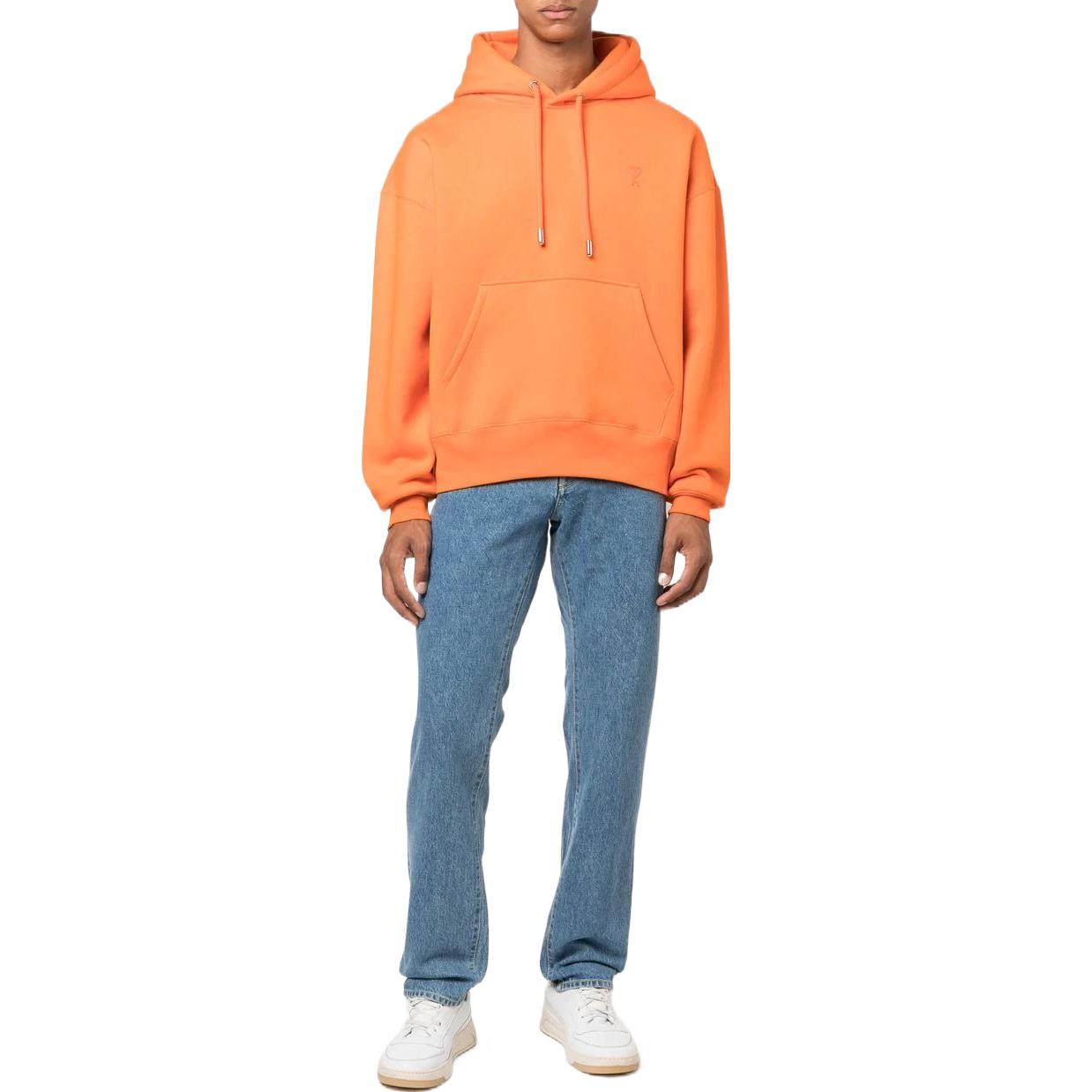 AMI Paris FW22 Unisex Orange Logo Embroidered Drawstring Long Sleeve Sweatshirt USW212740-800 圖 3