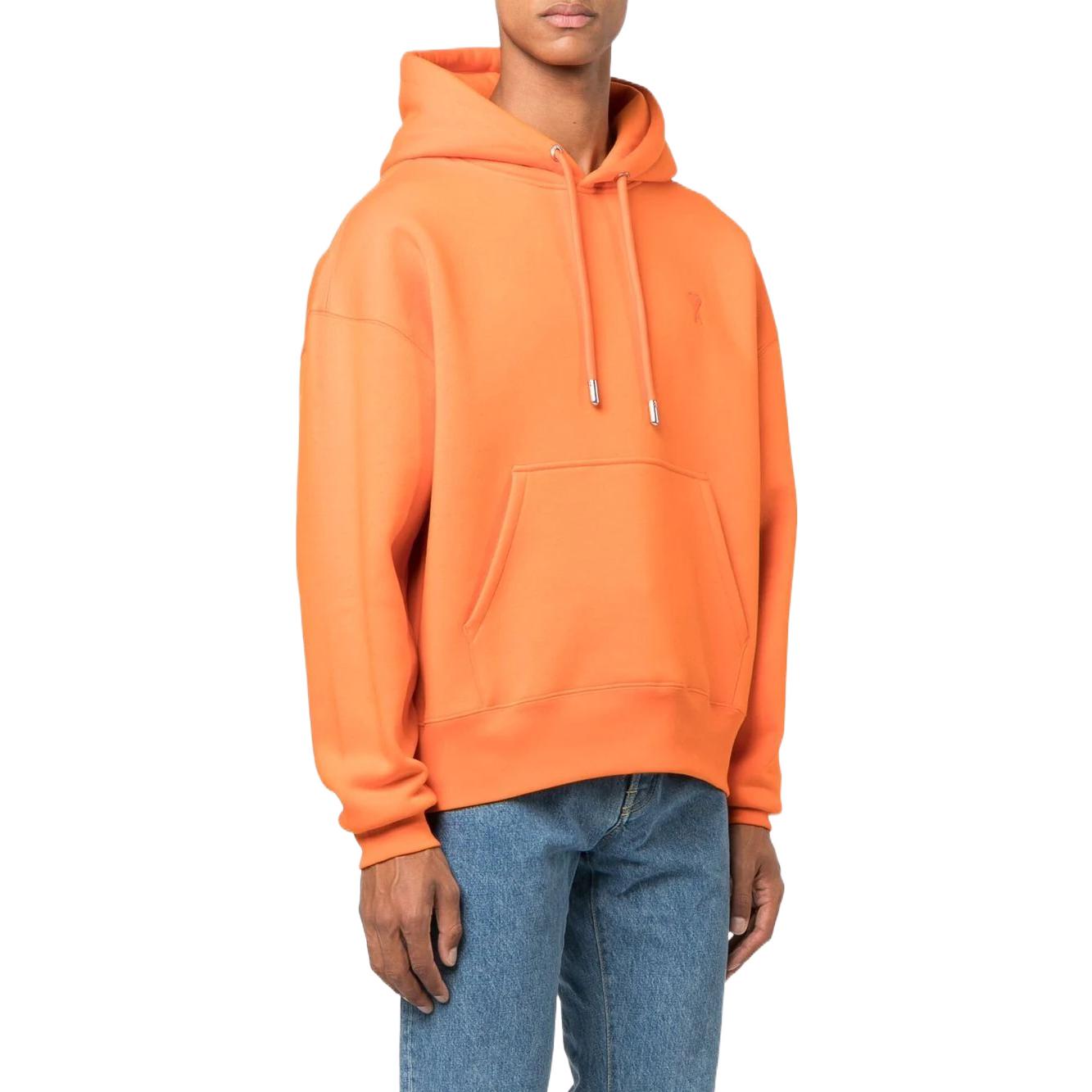 AMI Paris FW22 Unisex Orange Logo Embroidered Drawstring Long Sleeve Sweatshirt USW212740-800 圖 5