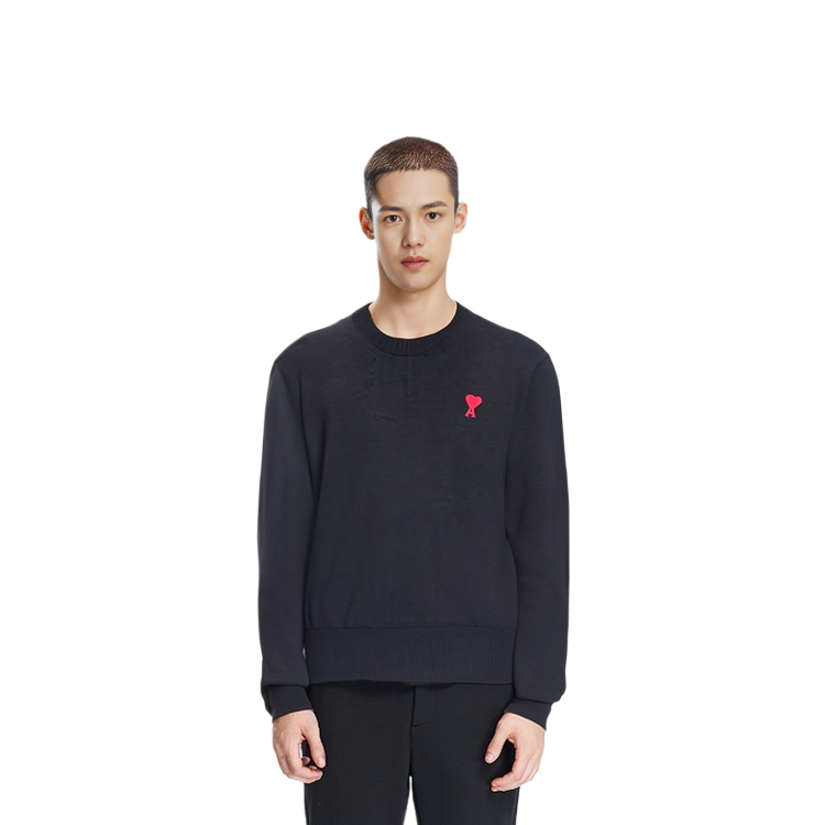 AMI Paris FW23  Black Heart Embroidered Crewneck Knit Sweater BFHKS111KN0025-001 圖 4