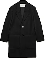 AMI Paris FW23 Black Wool Single-Breasted Coat HCO005WV0020001 AMI Paris FW23 Black Wool Single-Breasted Coat HCO005WV0020001