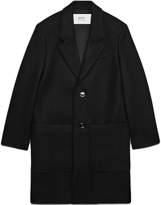 AMI Paris FW23 Mantel Hitam Wool Single-Breasted Lelaki HCO005WV0020001 Buy AMI Paris FW23 Mantel Hitam Wool Single-Breasted Lelaki HCO005WV0020001