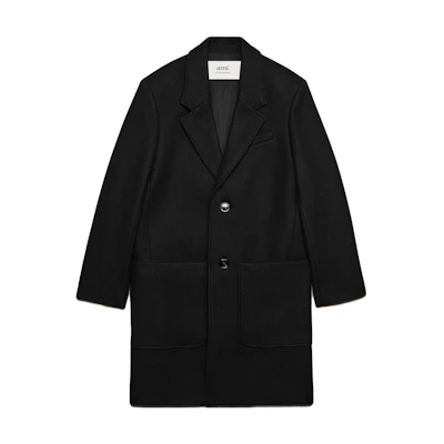 AMI Paris FW23 Black Wool Single-Breasted Coat HCO005WV0020001
