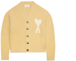 Order 아미 파리 FW23 빅하트 자수 브이넥 클라우드 니트 가디건 유니섹스 크림. UKC025KN0032719