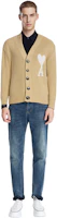 Shop 아미 파리 FW23 빅하트 자수 브이넥 클라우드 니트 가디건 유니섹스 크림. UKC025KN0032719
