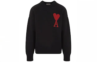 Order AMI Paris FW23 黑色愛心刺繡羊毛針織圓領毛衣 男女適穿。 BFUKS006018-009
