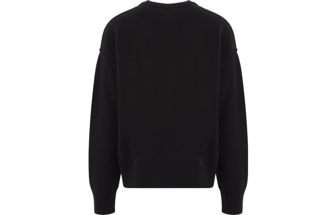 Lookbook AMI Paris FW23 黑色愛心刺繡羊毛針織圓領毛衣 男女適穿。 BFUKS006018-009