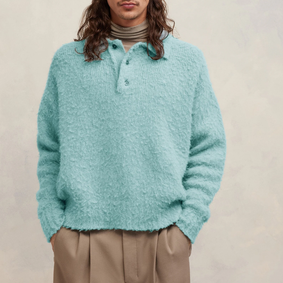AMI PARIS FW23 Designer Wool-Blend Knit Pullover Sweater Men Ice Blue HPL326KN0021-468 圖 3