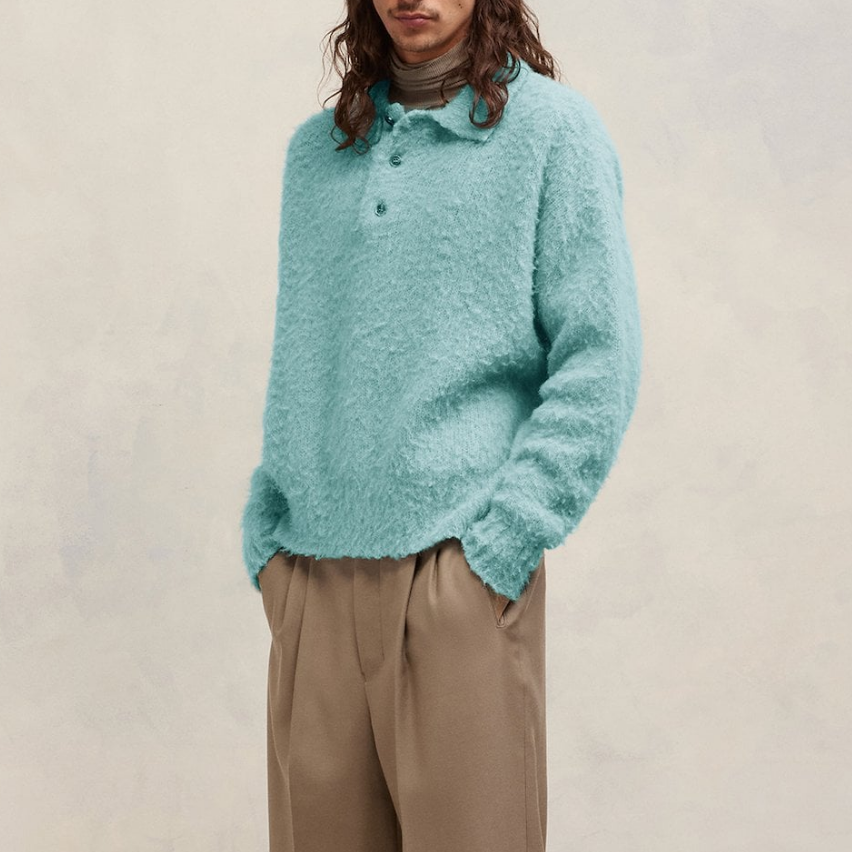 AMI PARIS FW23 Designer Wool-Blend Knit Pullover Sweater Men Ice Blue HPL326KN0021-468 圖 5