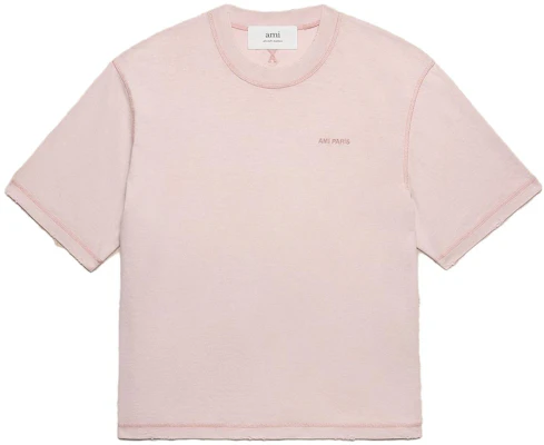 AMI Paris FW23 Baju-T Crewneck Logo Sulam Unisex Nude Pink UTS016JE0051679 Order AMI Paris FW23 Baju-T Crewneck Logo Sulam Unisex Nude Pink UTS016JE0051679