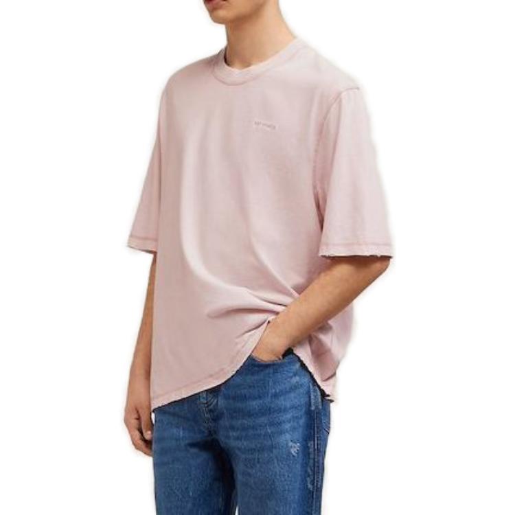 Purchase AMI Paris FW23 Baju-T Crewneck Logo Sulam Unisex Nude Pink UTS016JE0051679