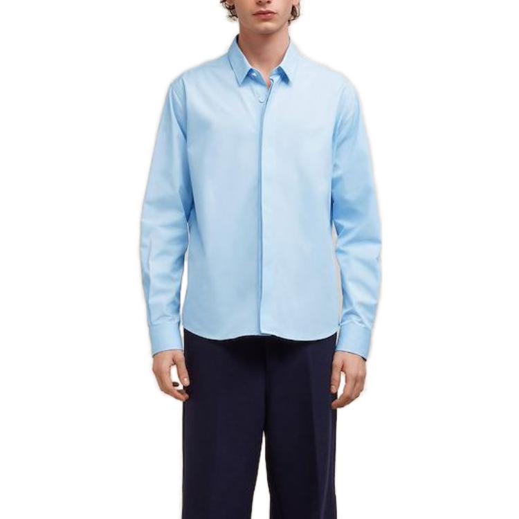 AMI PARIS FW23 Feather Blue Unisex Loose Long Sleeve Shirt with Square Collar USH150CO0045439 圖 3