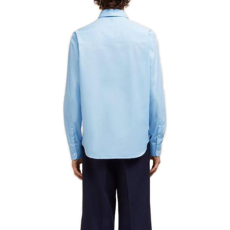 AMI PARIS FW23 Feather Blue Unisex Loose Long Sleeve Shirt with Square Collar USH150CO0045439 圖 4