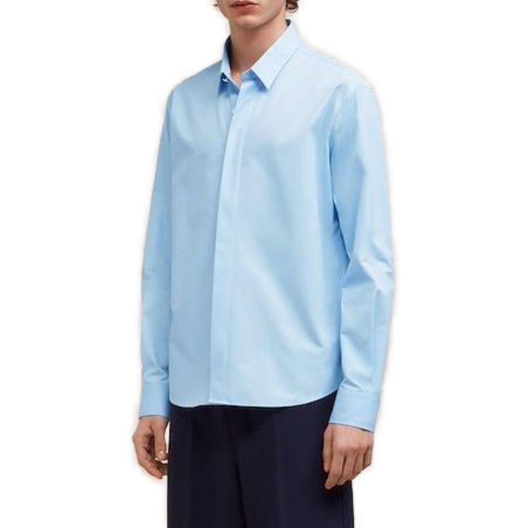 AMI PARIS FW23 Feather Blue Unisex Loose Long Sleeve Shirt with Square Collar USH150CO0045439 圖 5