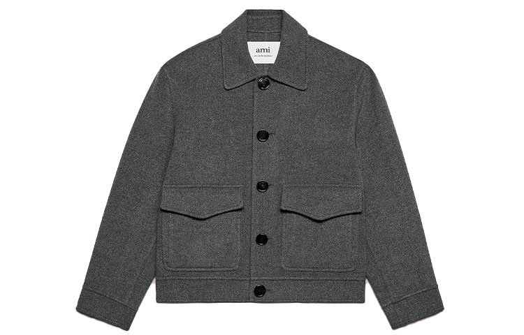 AMI PARIS FW23 Grey Double-Sided Barn-Style Pilot Jacket Unisex UJK212WV0021055