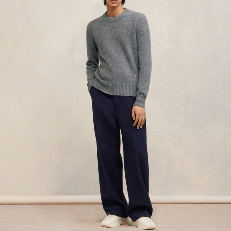 AMI Paris FW23 Grey Heart Logo Wool-Cashmere Pullover Sweater Unisex HKS127.005055 圖 4