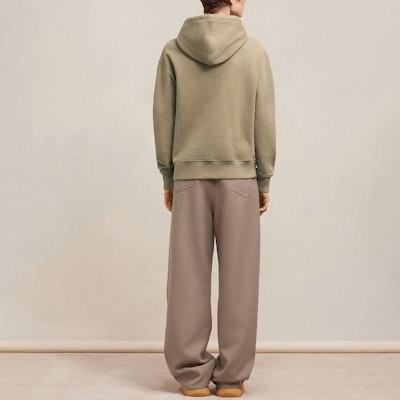 AMI Paris FW23 愛心刺繡連帽衫 中性 灰米色套頭衛衣 USW203730-281 Shop AMI Paris FW23 愛心刺繡連帽衫 中性 灰米色套頭衛衣 USW203730-281