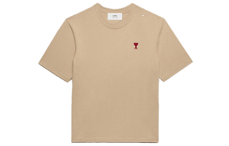 Order AMI Paris FW23 Baju T-Shirt Oversized Beige Logo Hati Sulam Unisex. UTS005726265
