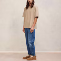 Purchase AMI Paris FW23 心形標誌刺繡寬鬆版T恤 米色 男女款式 UTS005726265