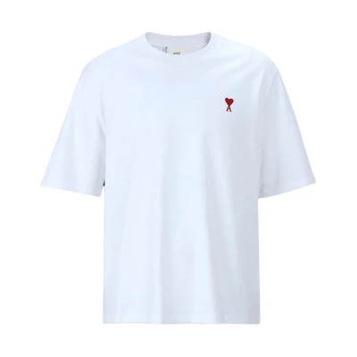AMI Paris FW23 Logo Print Crewneck Short Sleeve T-Shirt White BFUTS005726-100
