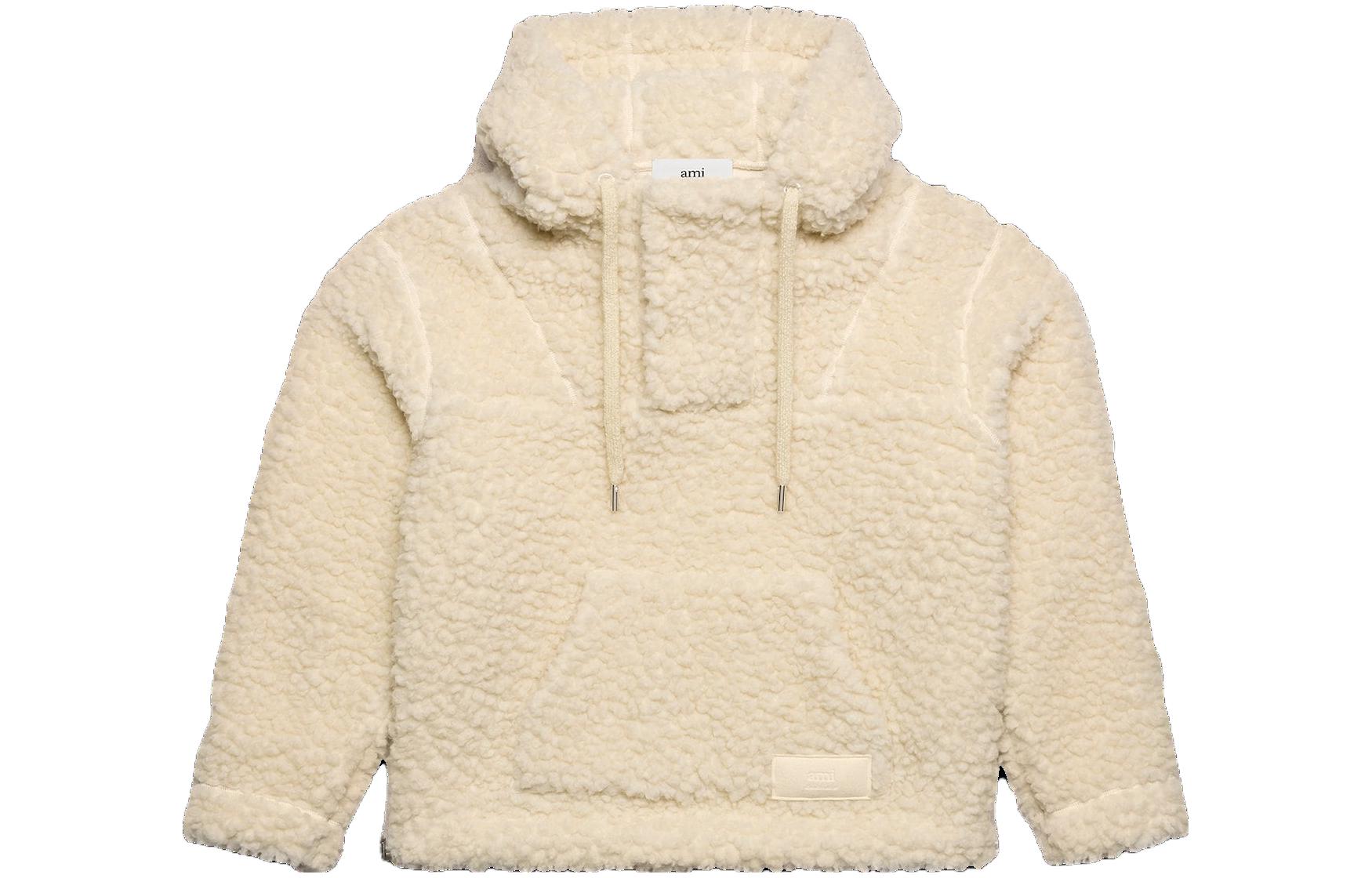 AMI Paris FW23 Oversized Comfy Ivory Hoodie Jacket Unisex UJK227JE0037185