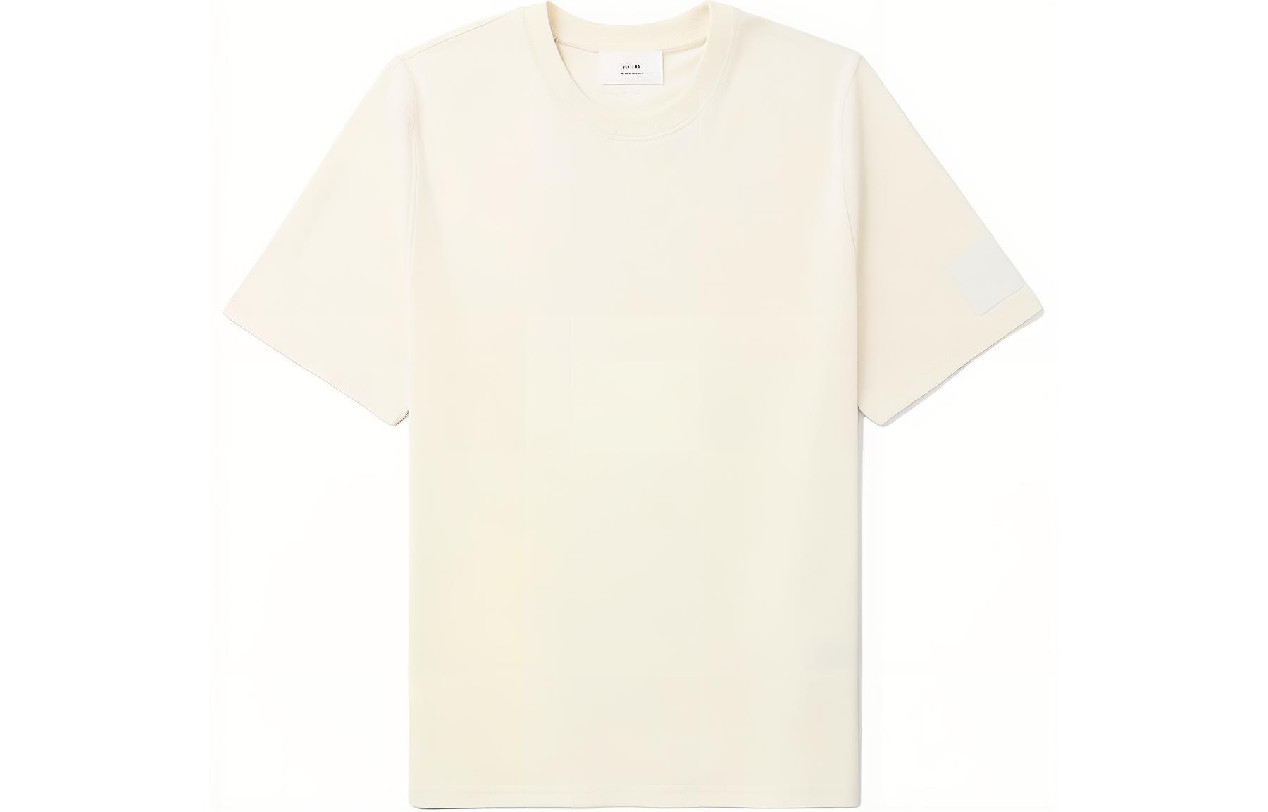 Order AMI Paris FW23 Patchwork Crewneck T-Shirt Lengan Pendek Gading Unisex UTS017.726-1