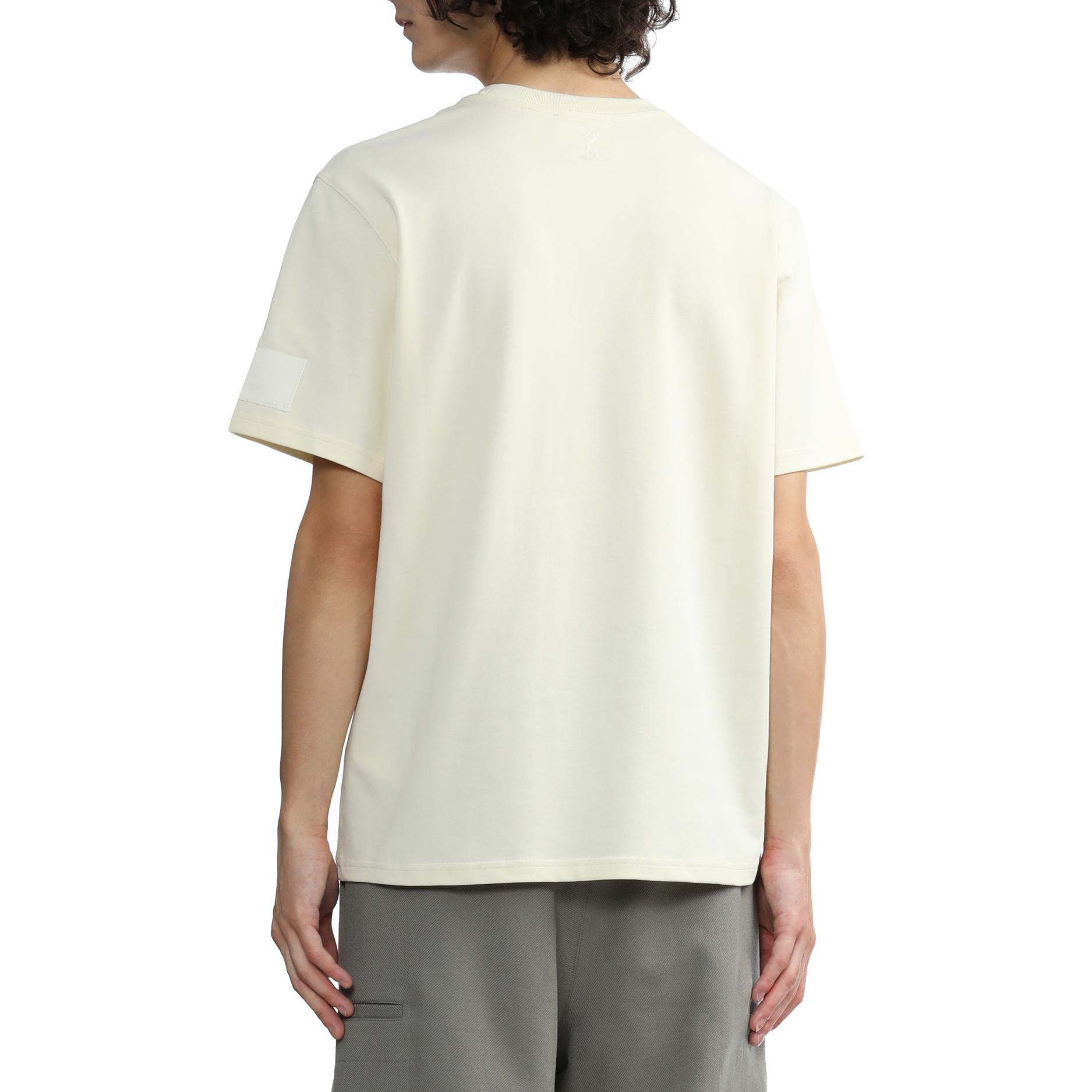 Details for AMI Paris FW23 Patchwork Crewneck T-Shirt Lengan Pendek Gading Unisex UTS017.726-1