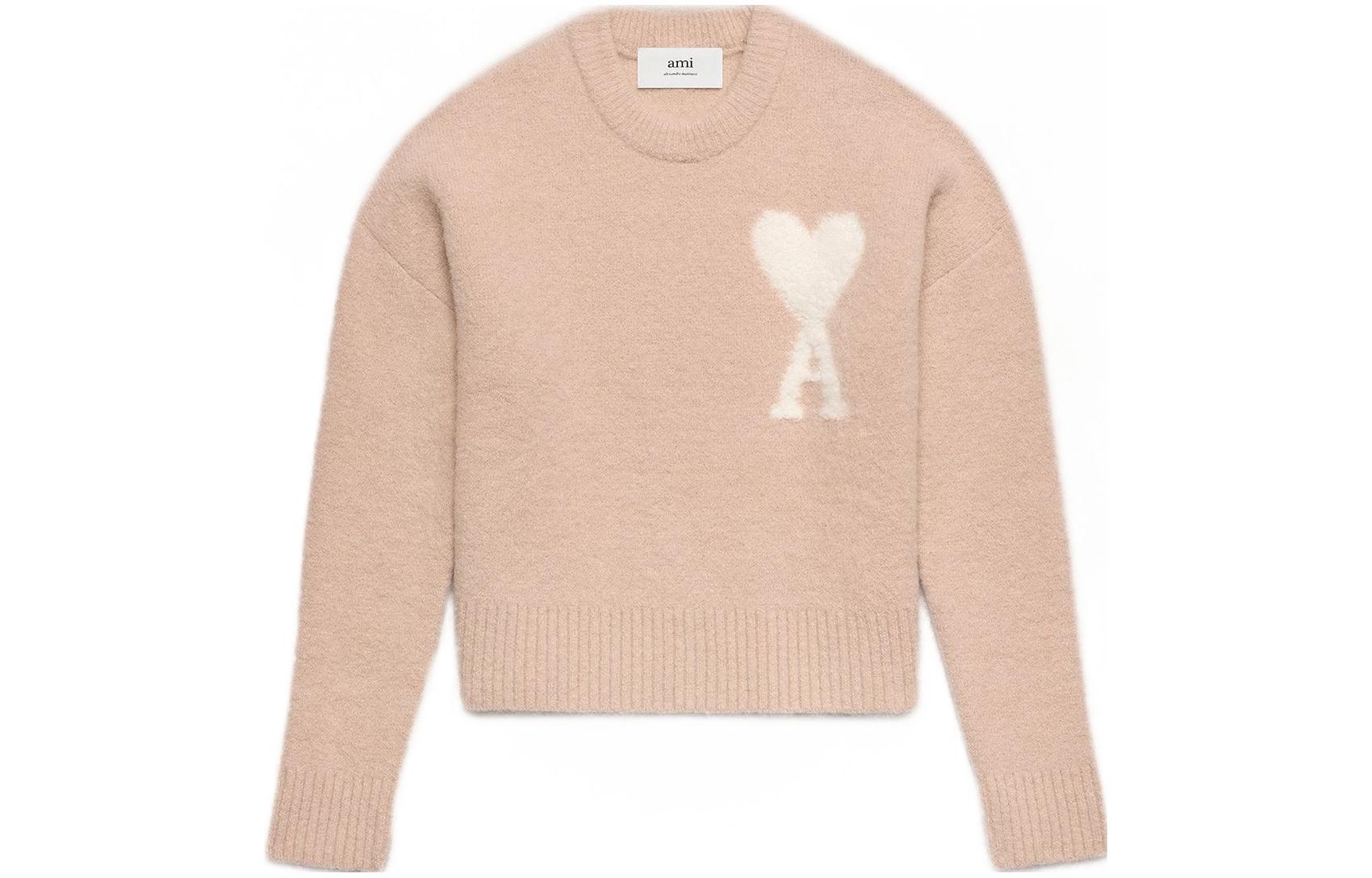 Order Suéter de Punto AMI PARIS FW23 Rosa con Jacquard de Corazón. UKS025KN0032-685