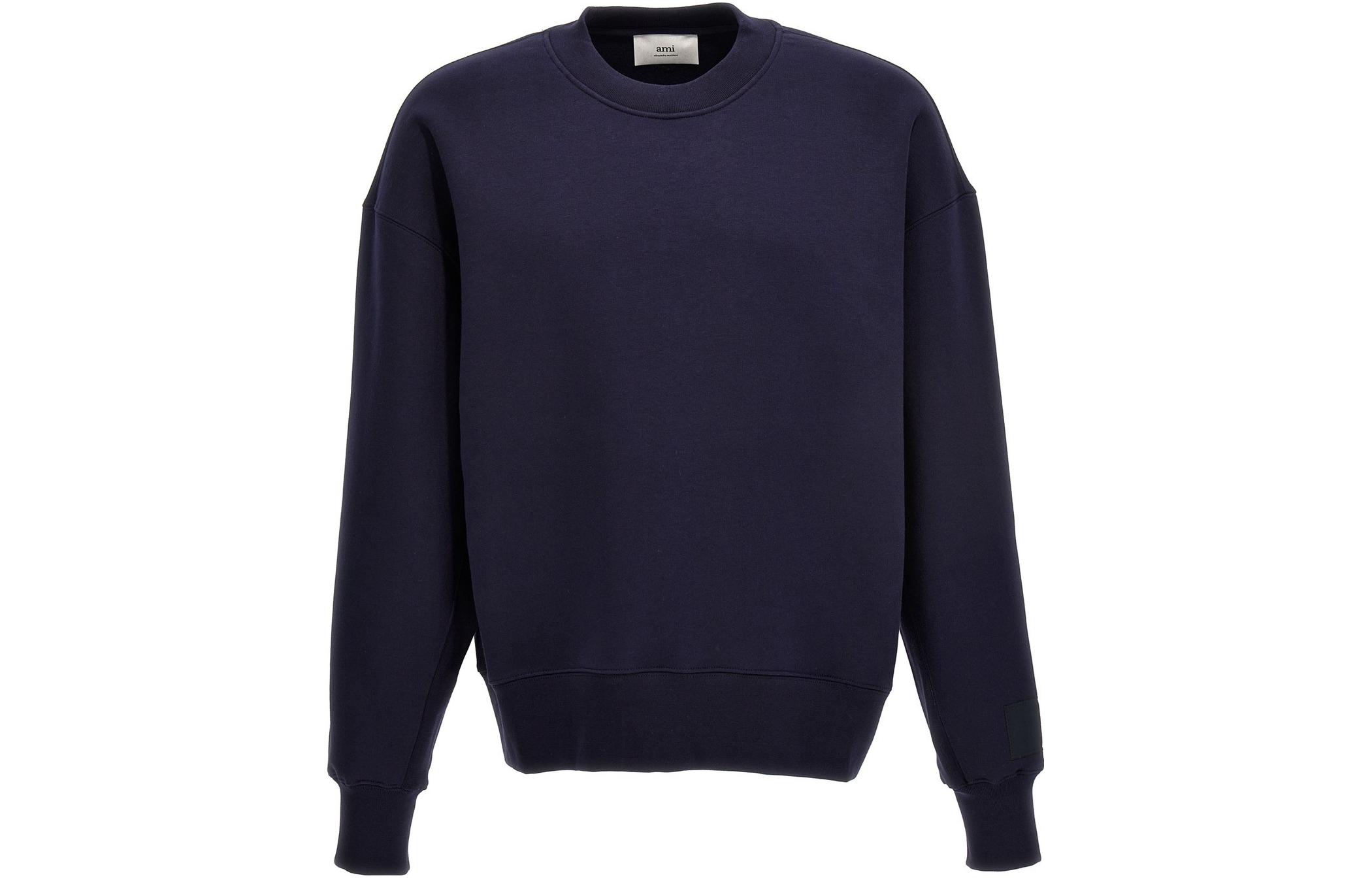 AMI PARIS FW23 Solid Color Casual Sweatshirt Blue - USW0177404-30