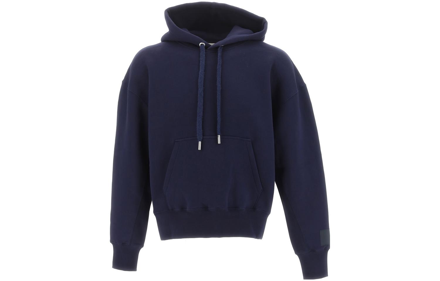 AMI PARIS FW23 Solid Color Kangaroo Pocket Pullover Sweatshirt Unisex Blue USW217740430