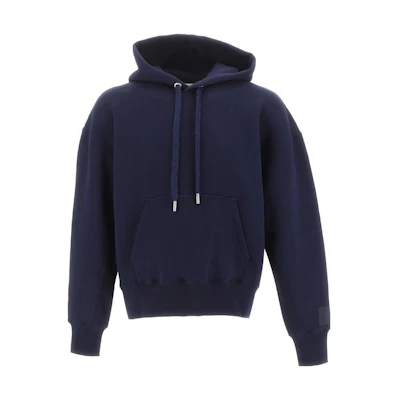 AMI PARIS FW23 Solid Color Kangaroo Pocket Pullover Sweatshirt Unisex Blue USW217740430