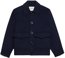 AMI PARIS FW23 Solid Pocket Reversible Bomber Jacket Unisex Blue UJK212WV0022430 AMI PARIS FW23 Solid Pocket Reversible Bomber Jacket Unisex Blue UJK212WV0022430