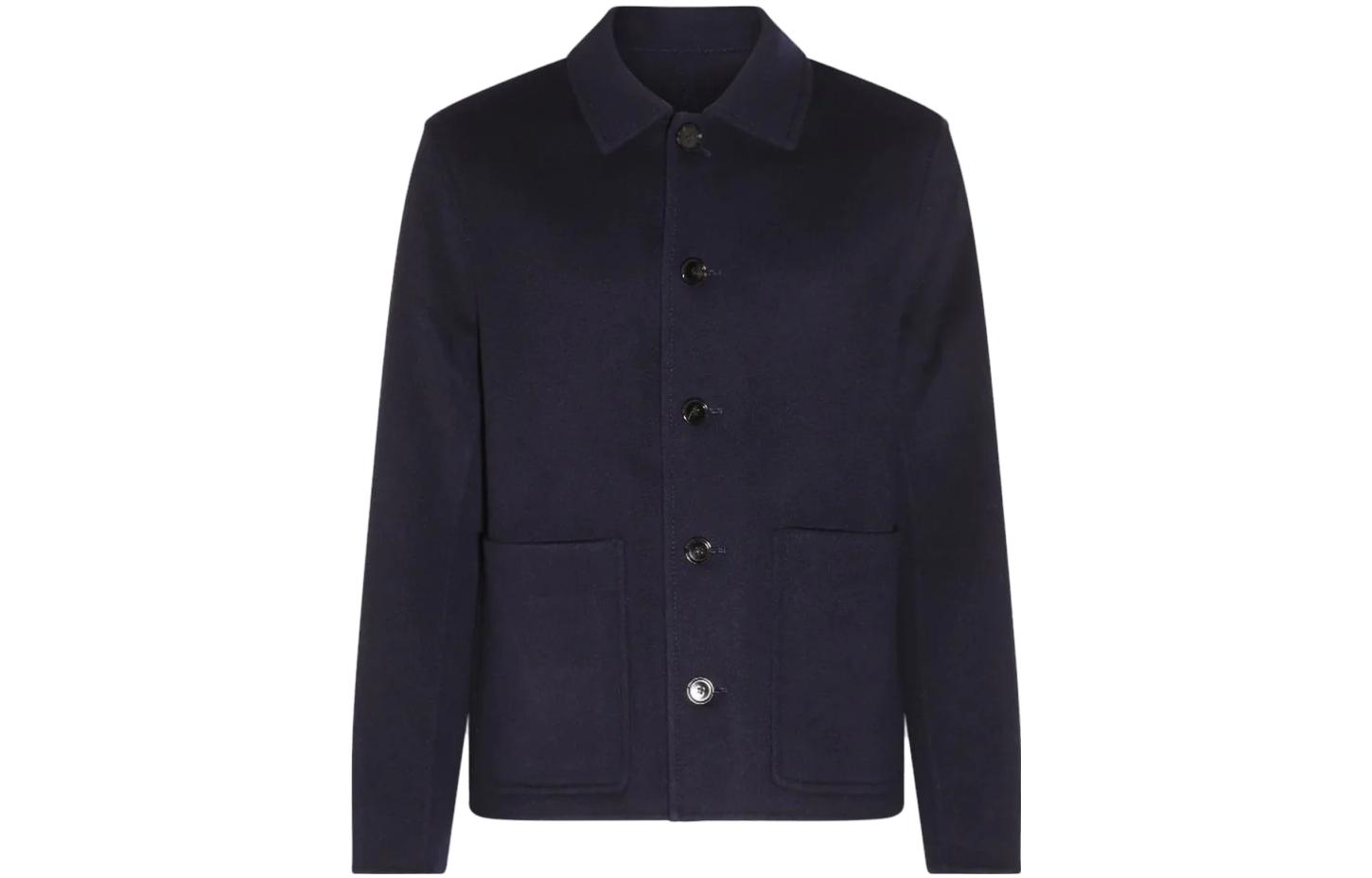 AMI PARIS FW23 Solid Single-Breasted Casual Jacket Deep Blue HJK200WV0022-430