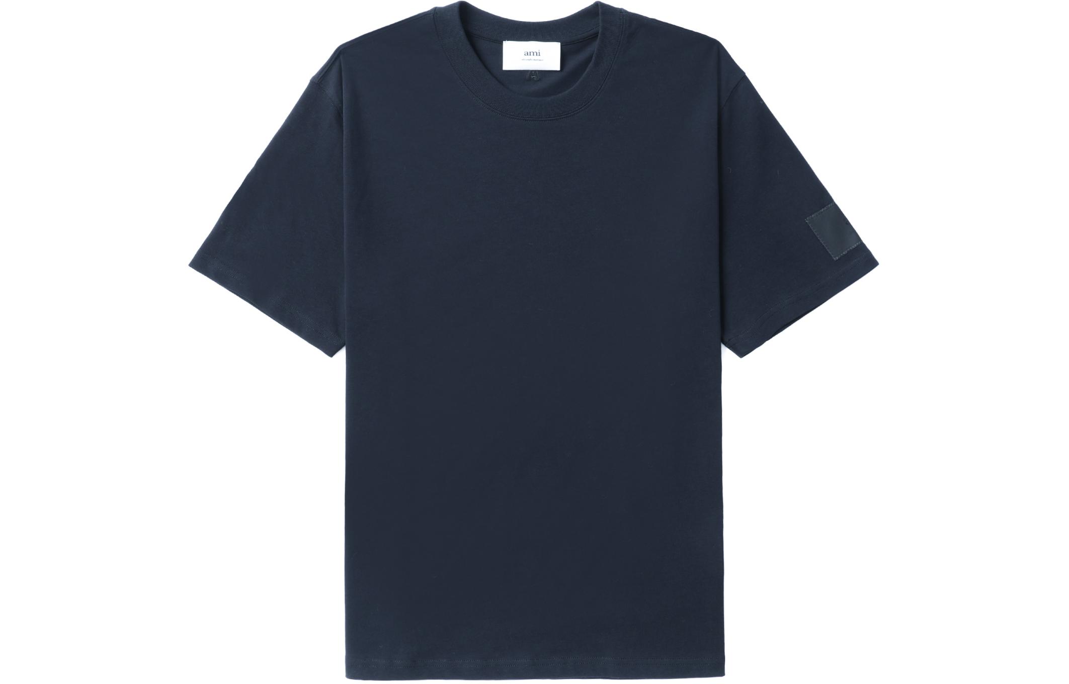 AMI PARIS FW23 Solid Tag Crewneck Pullover T-Shirt Unisex - Azure Blue UTS017.726-2