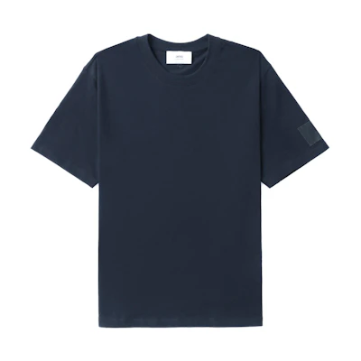 AMI PARIS FW23 Solid Tag Crewneck Pullover T-Shirt Unisex - Azure Blue UTS017.726-2