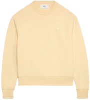 AMI PARIS FW23 Unisex Cream Yellow Embroidered Chest Crewneck Sweatshirt USW003730718 AMI PARIS FW23 Unisex Cream Yellow Embroidered Chest Crewneck Sweatshirt USW003730718