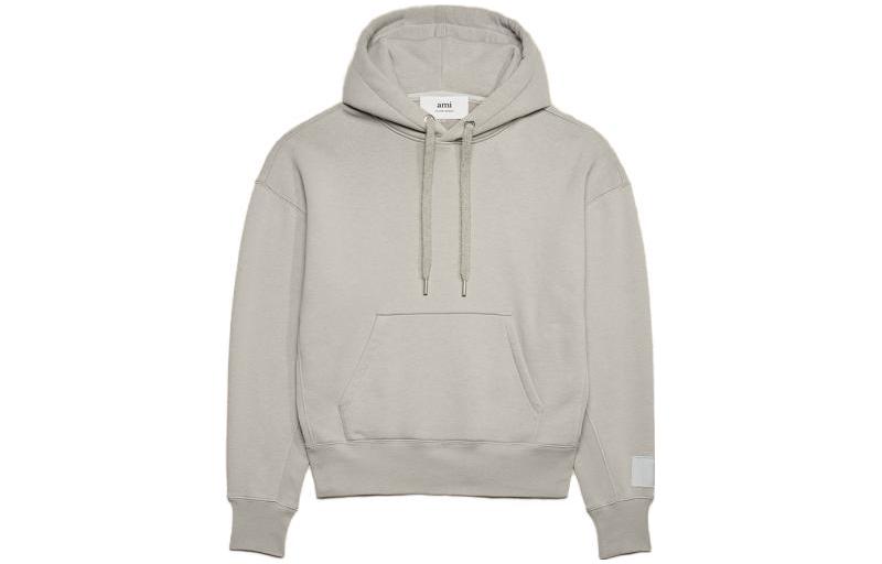 AMI PARIS FW23 Unisex Oversized Comfy Cotton Sweatshirt in Pearl Gray USW2177401-088