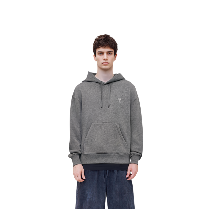 AMI Paris FW23 Unisex Oversized Relaxed Cotton Long Sleeve Sweatshirt Grey. USW2037302-055 圖 3