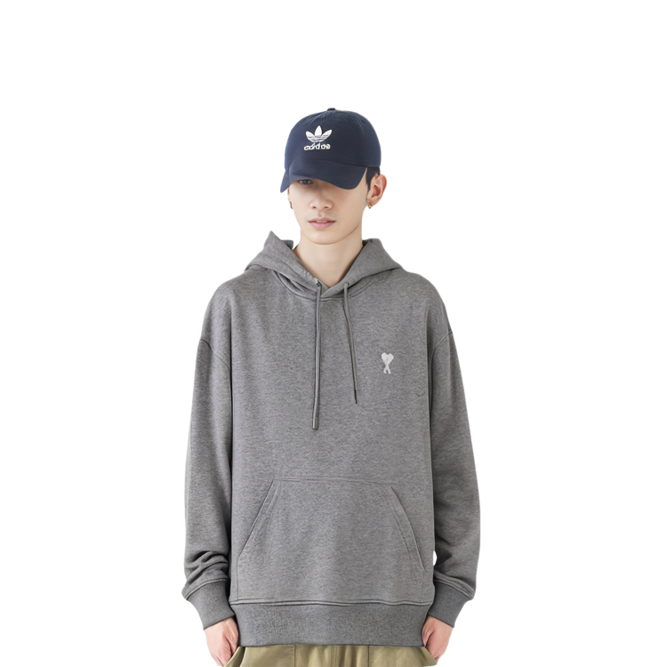 AMI Paris FW23 Unisex Oversized Relaxed Cotton Long Sleeve Sweatshirt Grey. USW2037302-055 圖 4