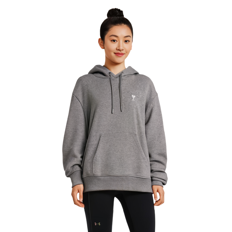 AMI Paris FW23 Unisex Oversized Relaxed Cotton Long Sleeve Sweatshirt Grey. USW2037302-055 圖 5