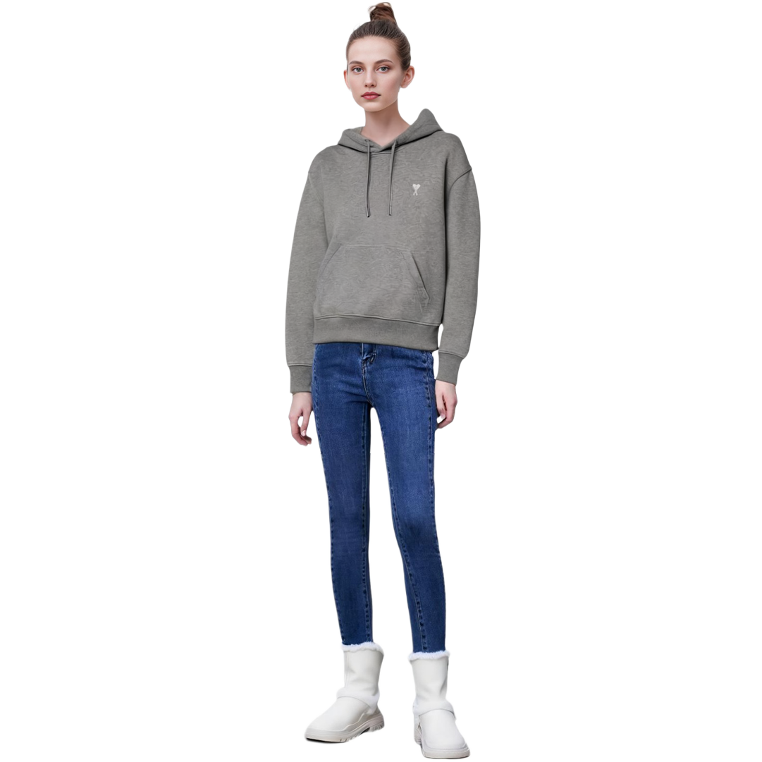 AMI Paris FW23 Unisex Oversized Relaxed Cotton Long Sleeve Sweatshirt Grey. USW2037302-055 圖 7