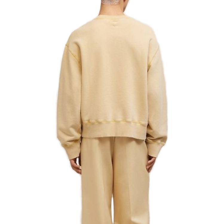 Shop AMI Paris FW23 男女同款洗滌棉質套頭衛衣 香草奶油色 USW016JE0052718