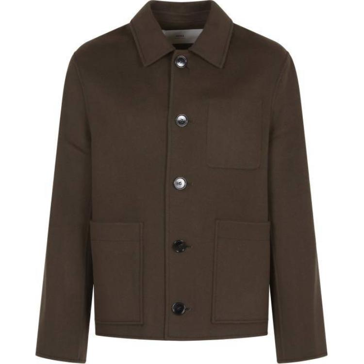 Order AMI Paris FW24 雙面羊絨大衣外套 深棕色 HJK268-WV0022-221