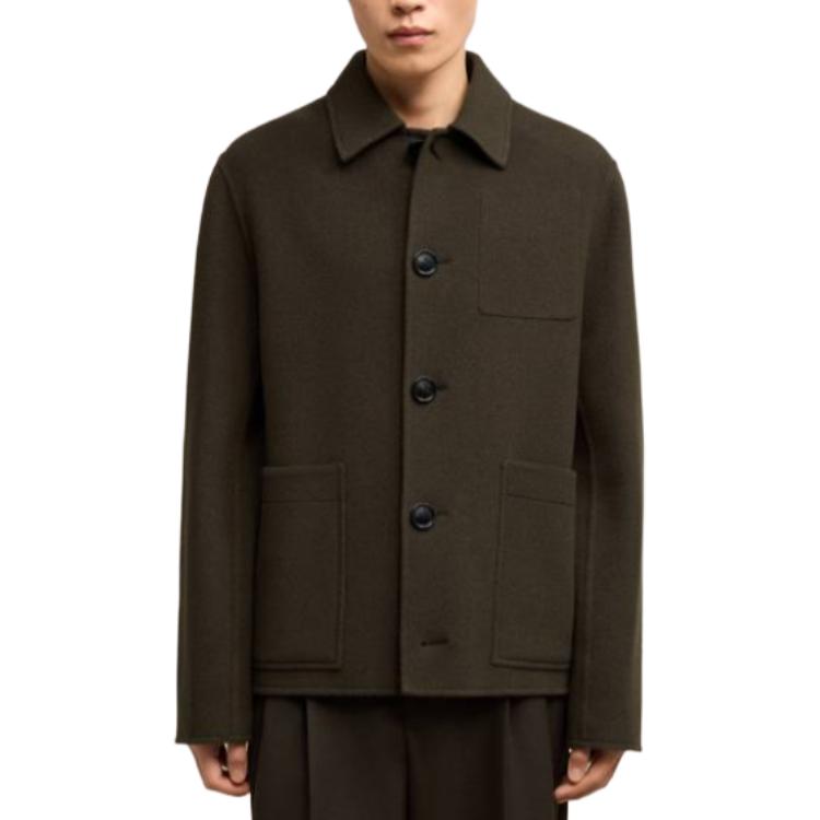 Lookbook AMI Paris FW24 雙面羊絨大衣外套 深棕色 HJK268-WV0022-221