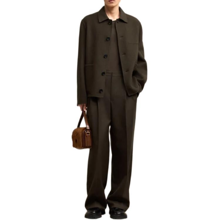 Details for AMI Paris FW24 雙面羊絨大衣外套 深棕色 HJK268-WV0022-221