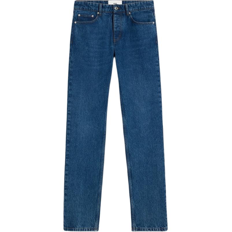 AMI Paris FW24  Relaxed Straight Jeans Vintage Blue Casual Wear HTR001DE0031-480