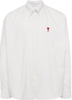 AMI Paris FW24 White Striped Long Sleeve Relaxed Fit Shirt E24USH130CO0067-WHITE AMI Paris FW24 White Striped Long Sleeve Relaxed Fit Shirt E24USH130CO0067-WHITE