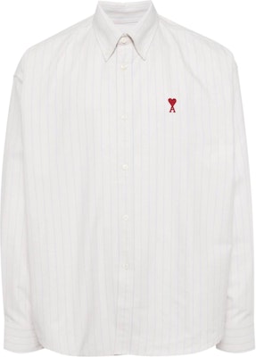 Baju AMI Paris FW24 Lengan Panjang Garis Putih Gaya Santai. E24USH130CO0067-WHITE Order Baju AMI Paris FW24 Lengan Panjang Garis Putih Gaya Santai. E24USH130CO0067-WHITE